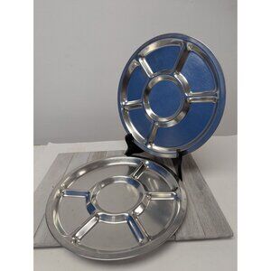 American Permanent Ware Set 2 Stainless 5 Sections Round Mess Trays BBQ Camping